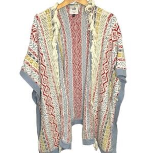 Cabi Cardigan Size X-Small Love Carol Multicolor Siesta Knit Fringe Open Boho